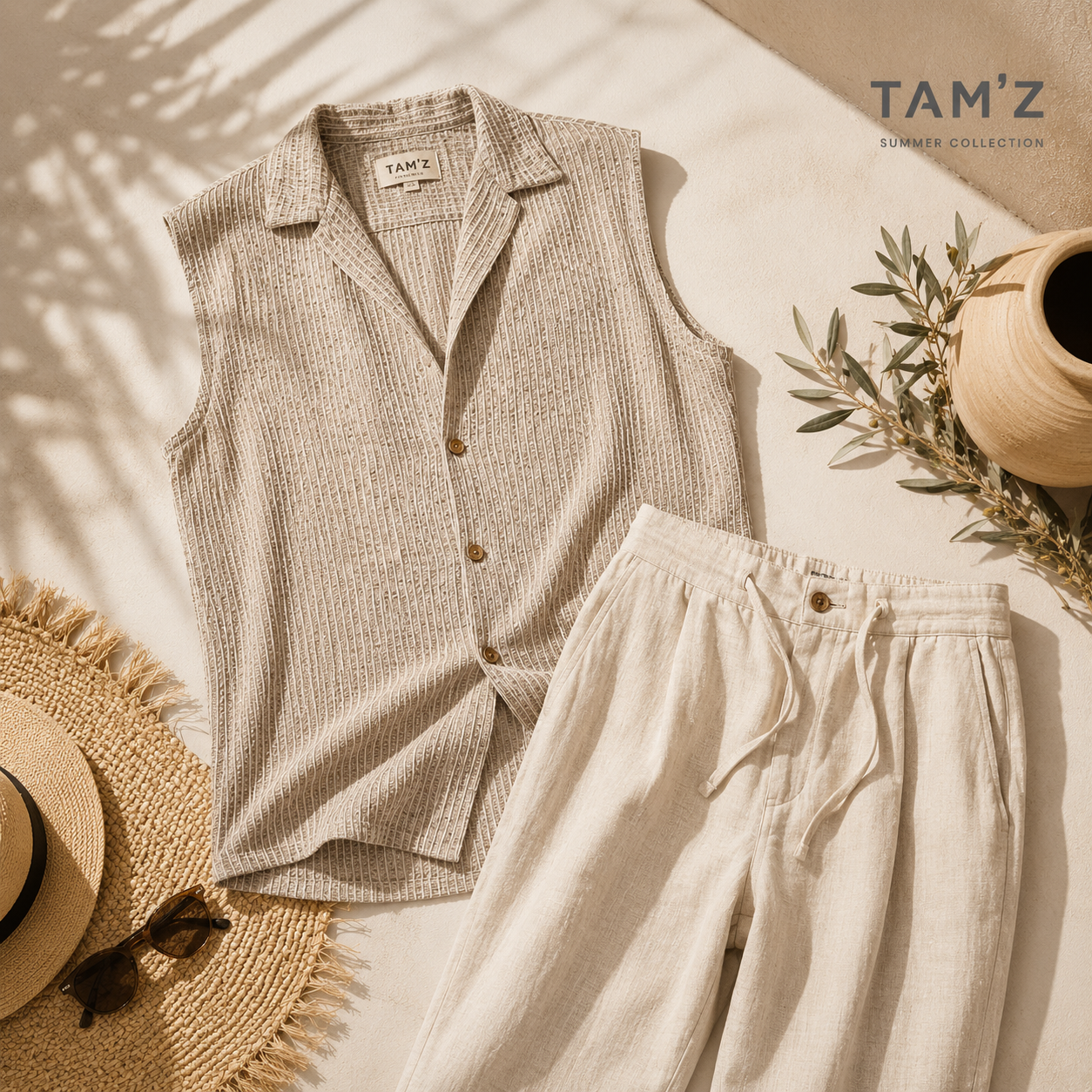 STS Aura Knitted Sleeveless Shirt – Beige