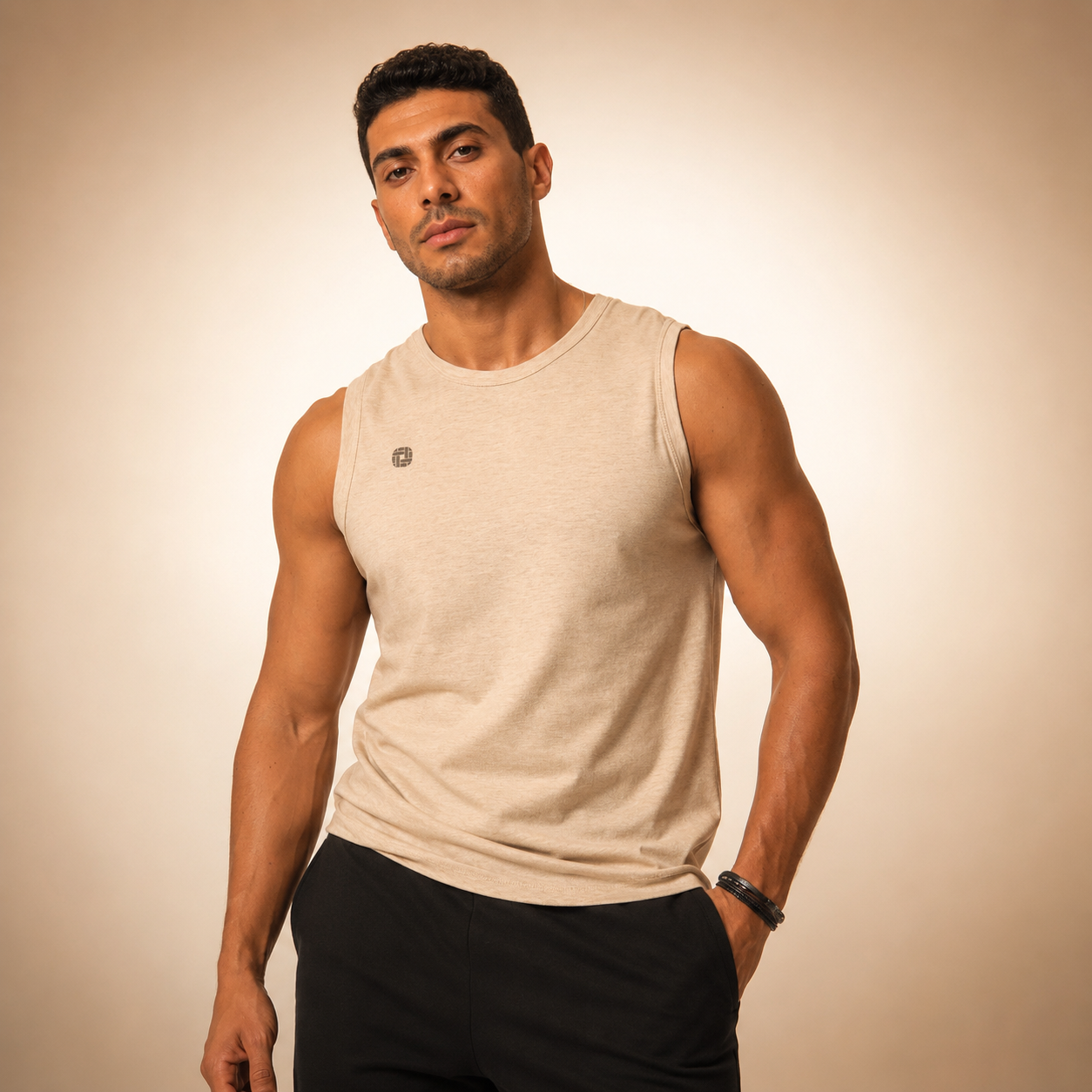 ATS X-Back Sleeveless T-Shirt Beige