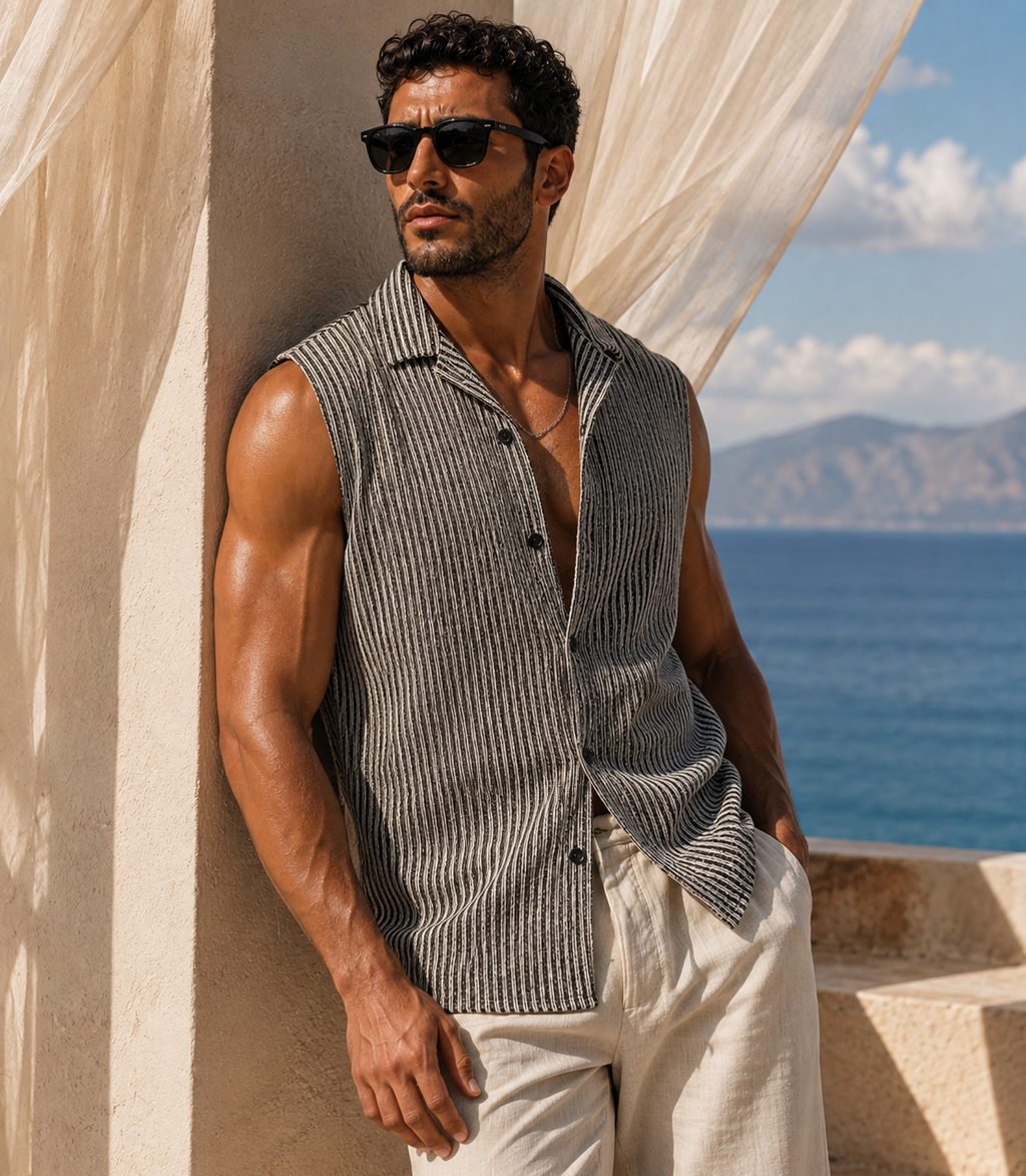 STS Aura Knitted Sleeveless Shirt – Black
