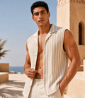 SSH Linen Striped Sleeveless Shirt
