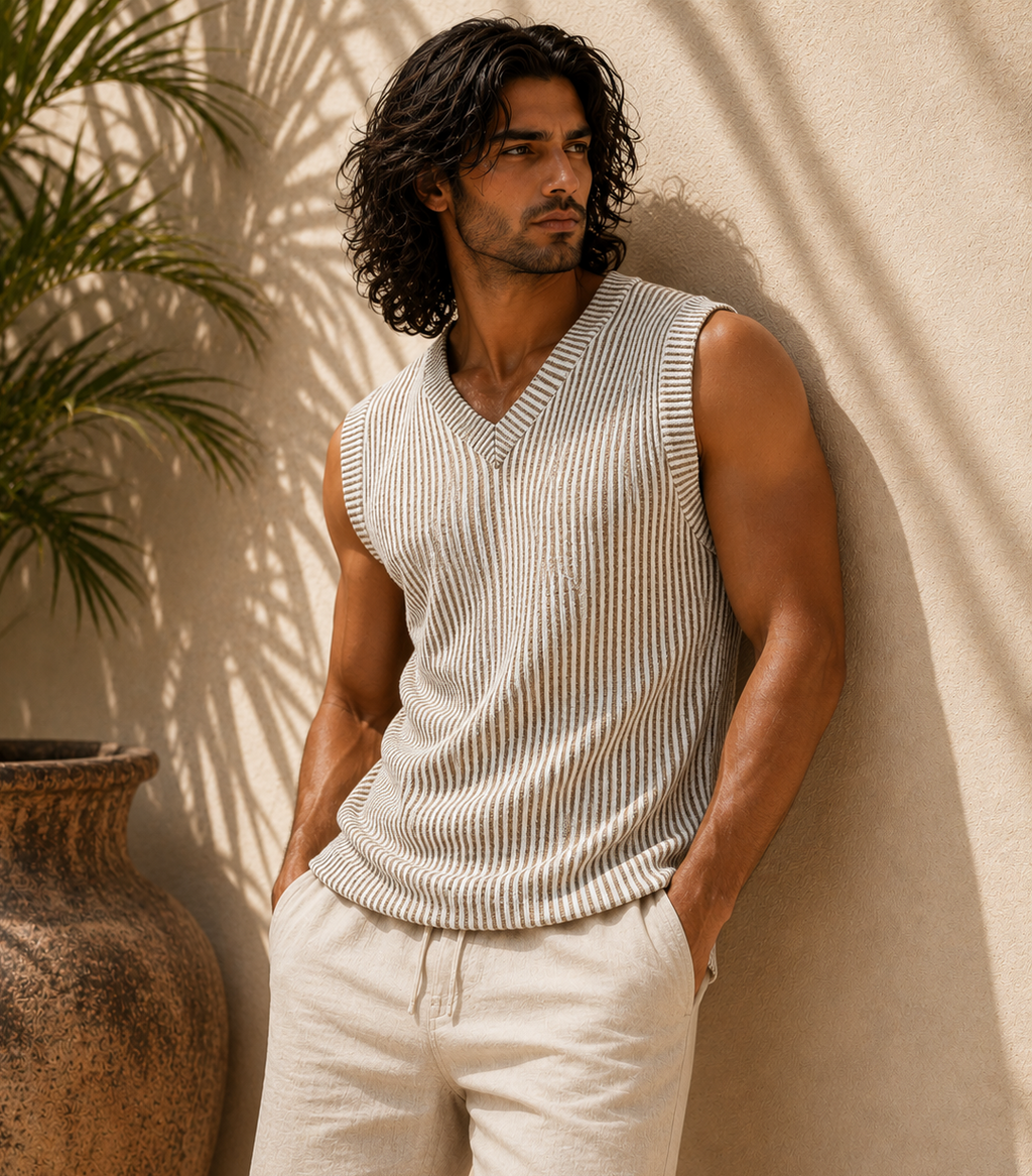 STS Aura Knitted Sleeveless T-Shirt – Beige
